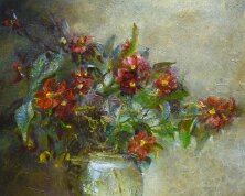 Les bégonias huile sur toile 30 x 30 cm Vendu