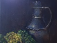 Raisins et cruche Acrylique sur toile , 20 x 20 cm