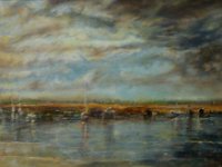Mouillage à Billiers huile sur toile ; 54 x 74 cm 1er prix Paysages marins au salon Europen de Bruges (Belgique) en 2016 (2/3) Disponible à la vente