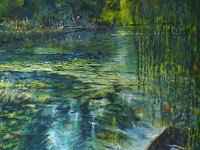 Les petits ponts des jardins de Caraqui (Bourges) Cette toile participera au Printemps des Artistes à Giverny, sur le thème "d'un pont à l'autre ,"Galerie Blanche Elle est inspirée de la série Caraqui que...