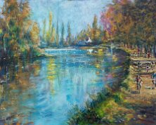 Le long du canal Huile sur toile 50x 40 cm ®