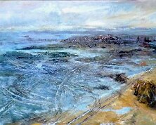 Le Béchet à marée basse à la Pointe du Bile huile sur toile, 80x 40cm Vendu