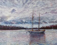 Vieux gréement dans le port de La roche Bernard Huile sur toile 30 x 40, Disponible 490€